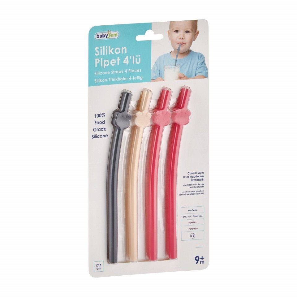 Set de 4 paie din silicon reutilizabile BabyJem Roz – imaginea 4