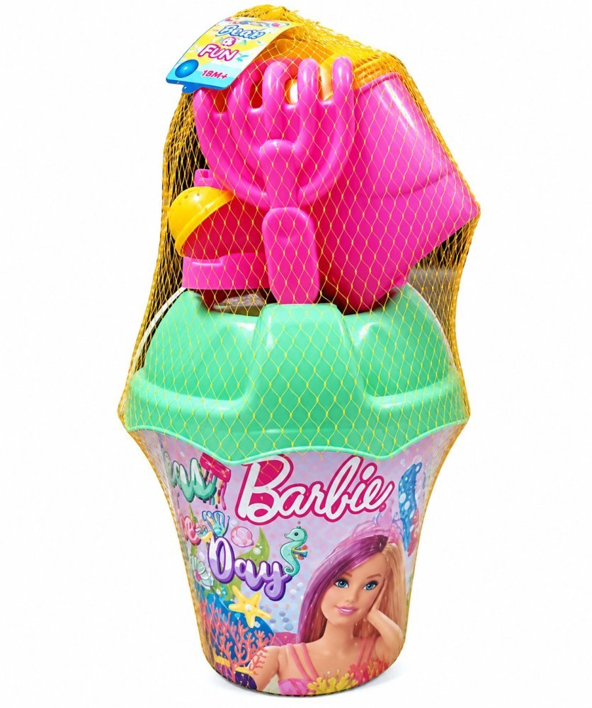 Set de joaca pentru nisip cu galetusa mare si accesorii Barbie Verde