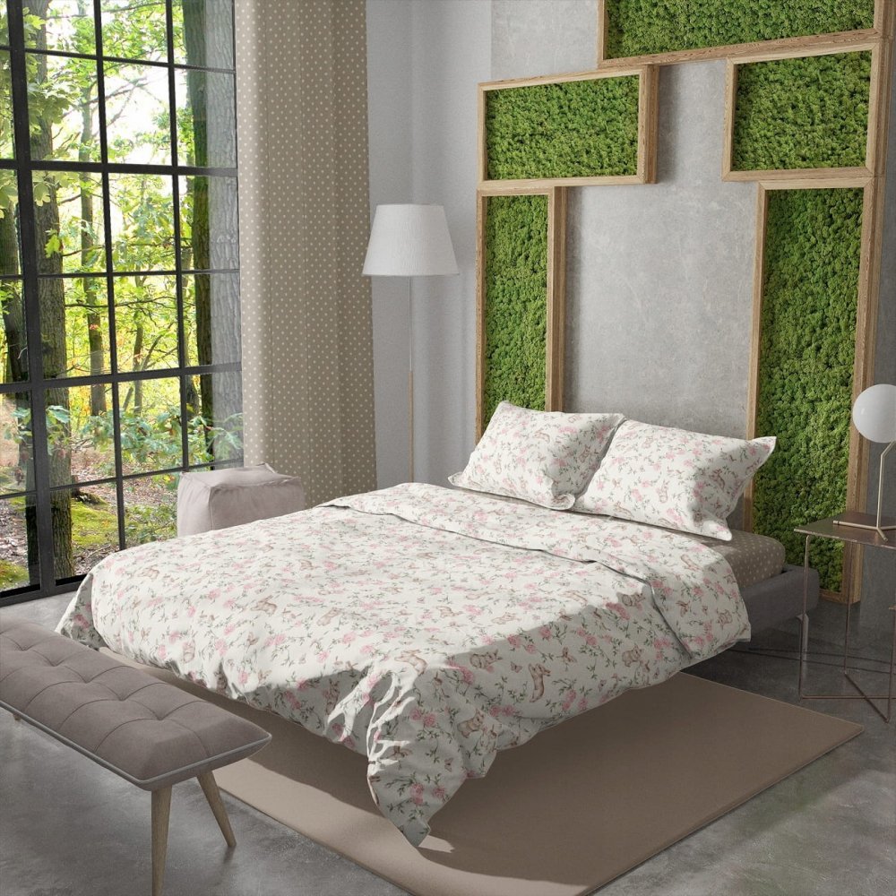 Set lenjerie pat copii, BabyMam Secret Garden, bumbac 100, compusa din husa de plapuma 140 x 200 cm inchidere cu fermoar si fata de perna 70 x 80 cm – imaginea 2