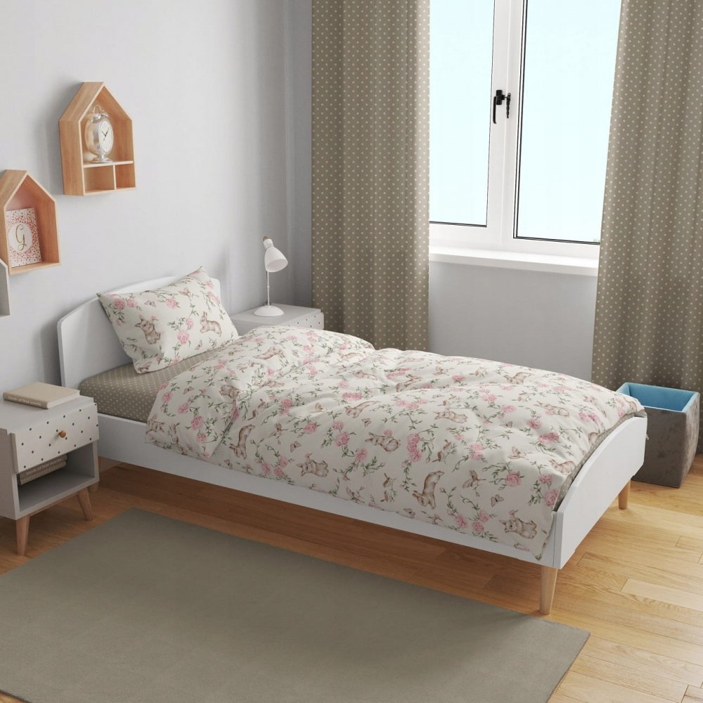 Set lenjerie pat copii, BabyMam Secret Garden, bumbac 100, compusa din husa de plapuma 140 x 200 cm inchidere cu fermoar si fata de perna 70 x 80 cm – imaginea 3