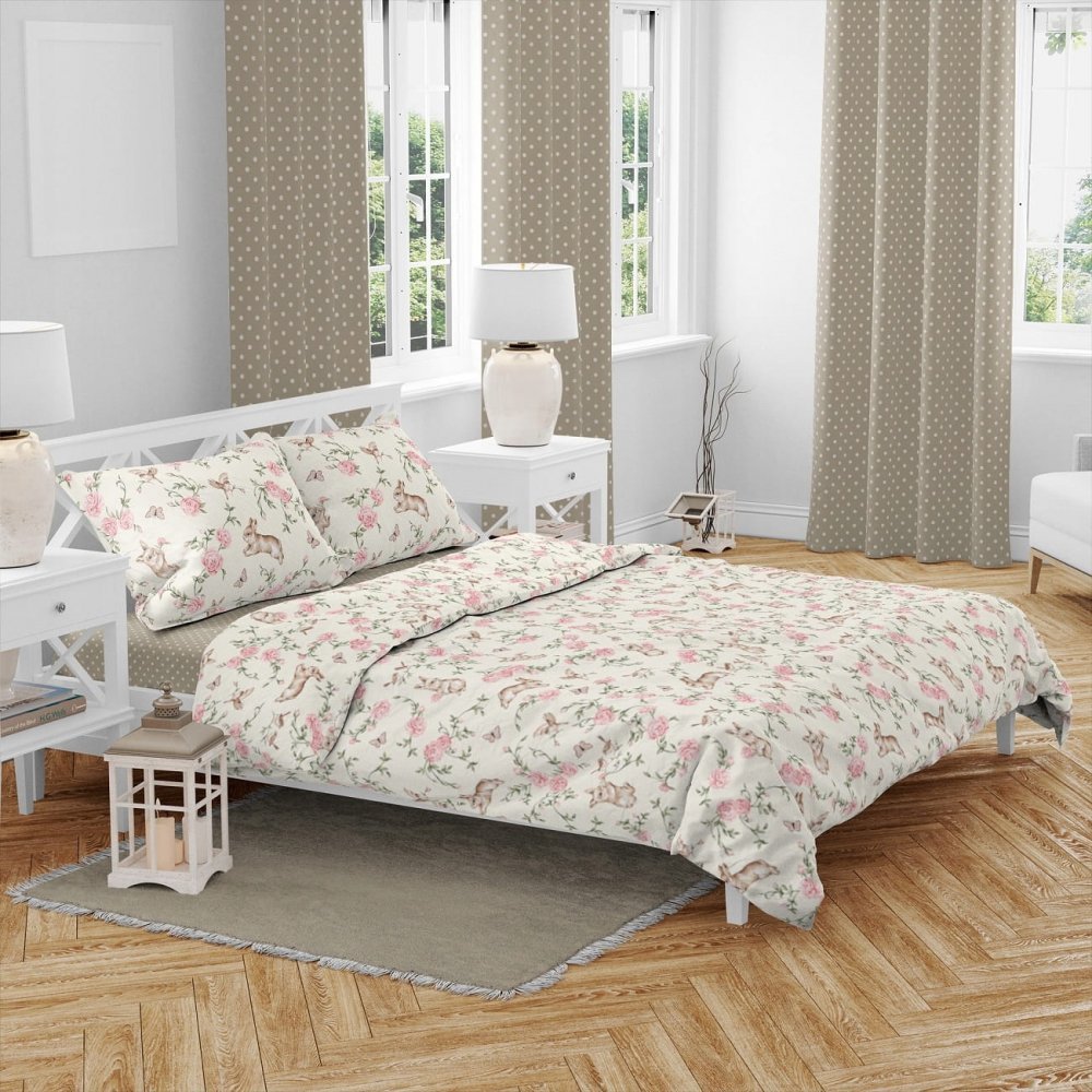 Set lenjerie pat copii, BabyMam Secret Garden, bumbac 100, compusa din husa de plapuma 140 x 200 cm inchidere cu fermoar si fata de perna 70 x 80 cm – imaginea 4