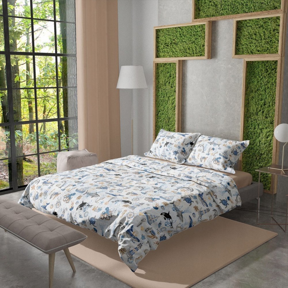 Set lenjerie de pat cu 2 piese 140x200cm Blue Ocean – imaginea 2