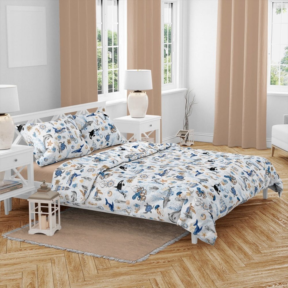 Set lenjerie de pat cu 2 piese 140x200cm Blue Ocean – imaginea 3