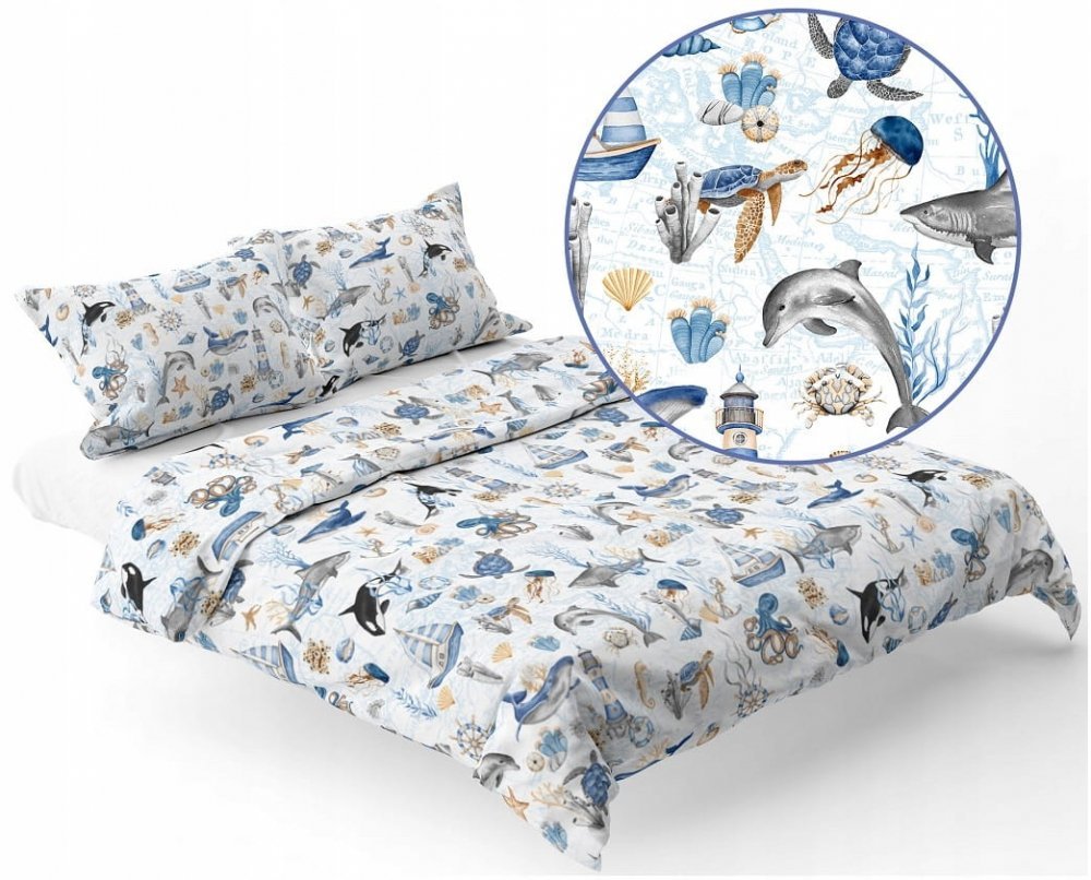 Set lenjerie de pat cu 2 piese 140x200cm Blue Ocean – imaginea 4