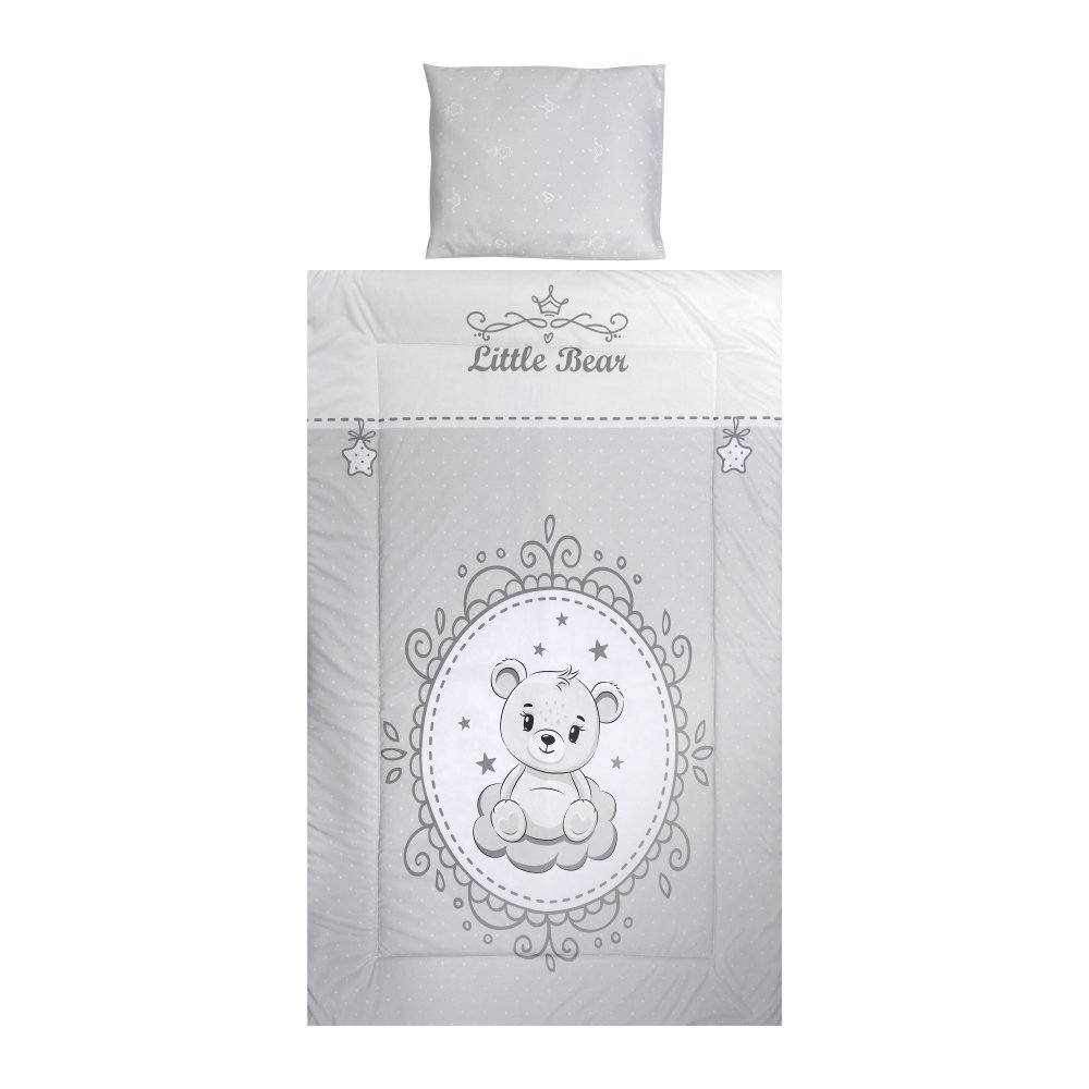 Set lenjerie pat 3 piese bumbac ranforce Cosy Little Bear Grey – imaginea 2