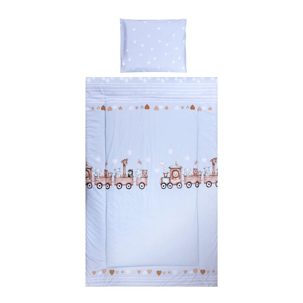 Set lenjerie pat 3 piese bumbac ranforce Cosy Train Blue – imaginea 2