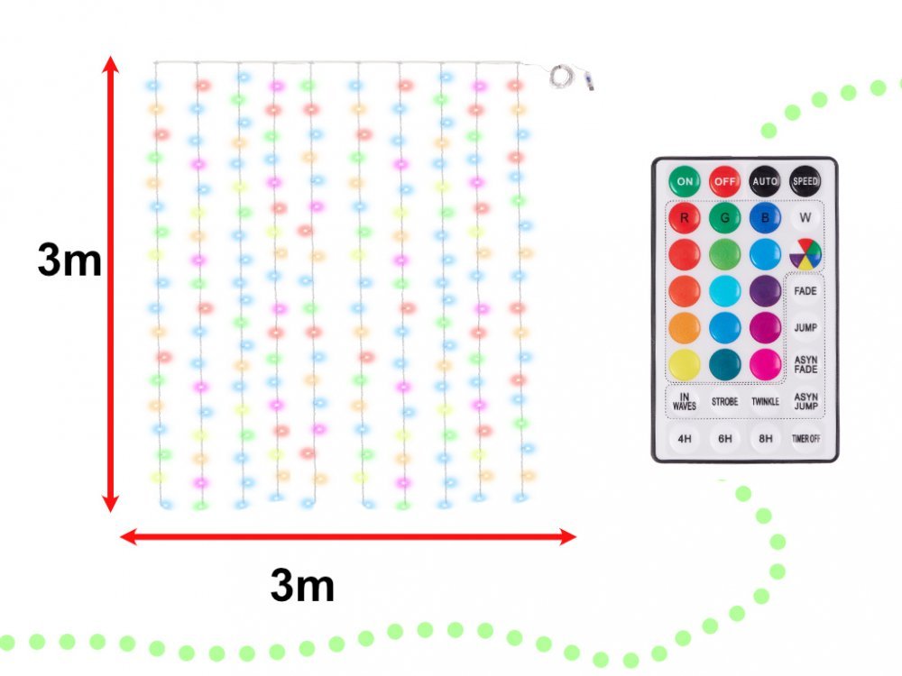 Set lumini cortina 3m cu USB telecomanda si 200 LED-uri Multicolore – imaginea 3