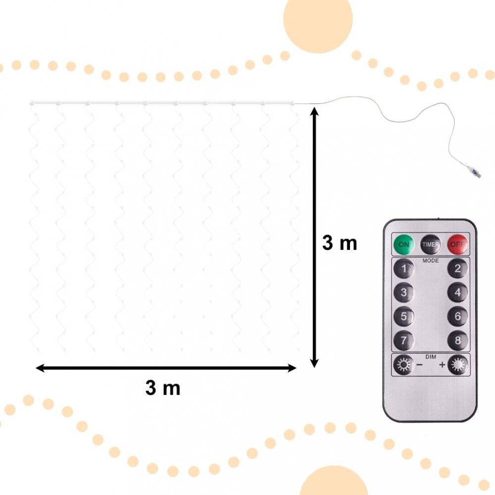 Instalatie tip perdea cu fir din cupru cu telecomanda si 300 LED-uri Multicolore 3x3m – imaginea 4