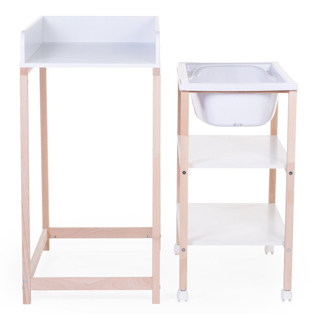 Set masa de infasat si cadita cu suport Childhome natural alb – imaginea 2