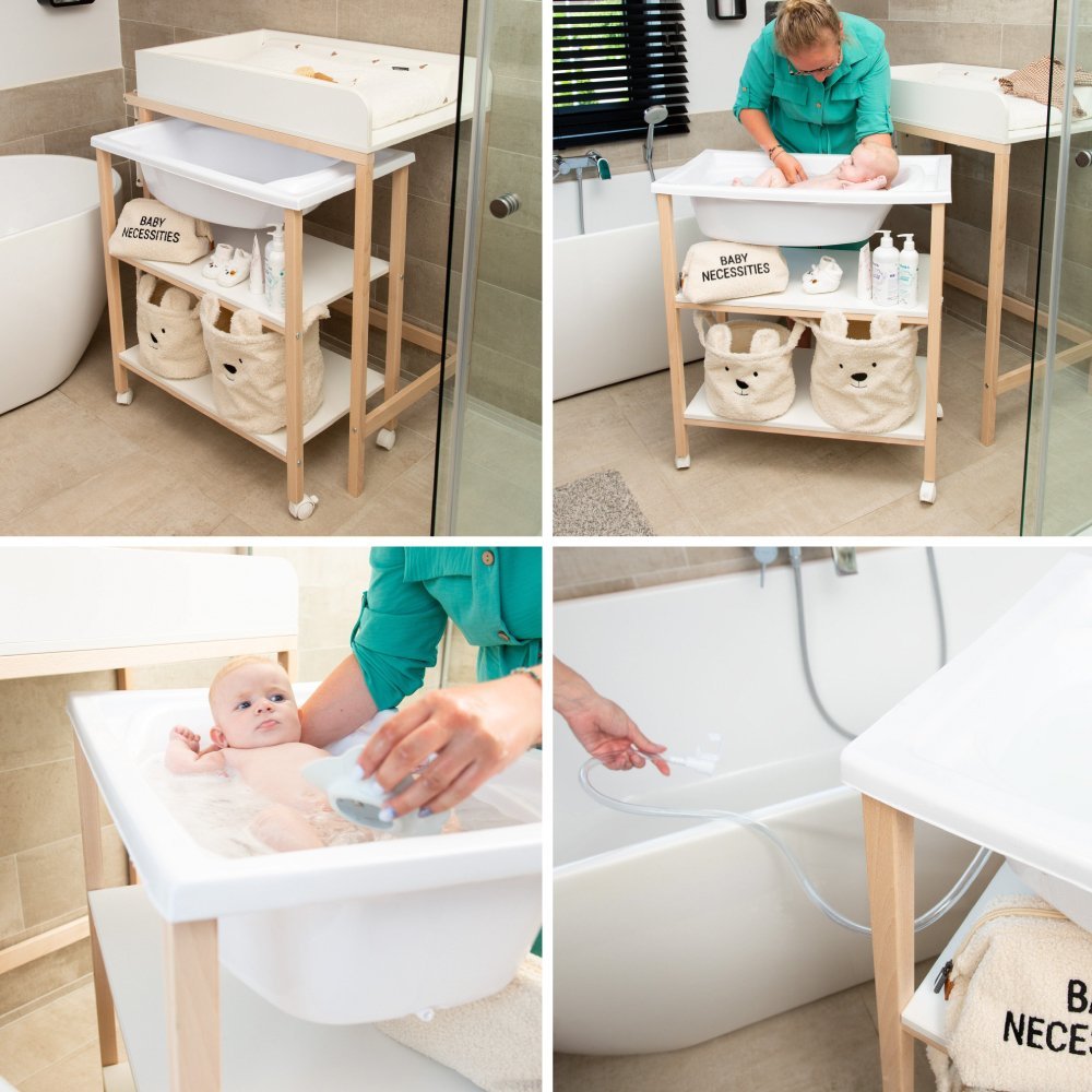 Set masa de infasat si cadita cu suport Childhome natural alb – imaginea 4