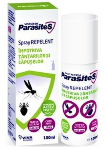 Spray repelent impotriva tantarilor si a capuselor Parasites Santaderm 100ml Viva Pharma – imaginea 2