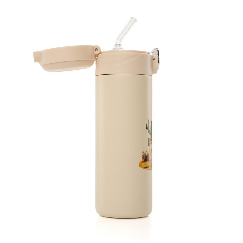 Sticla de baut cu pai Reer din otel inoxidabil 350ml alb-crem – imaginea 4