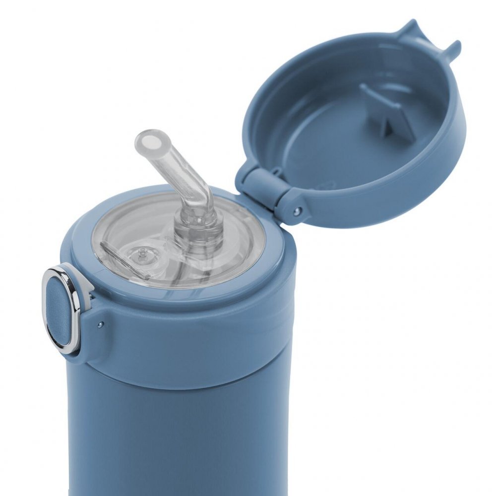 Sticla de baut cu pai Reer din otel inoxidabil 350ml albastru – imaginea 4
