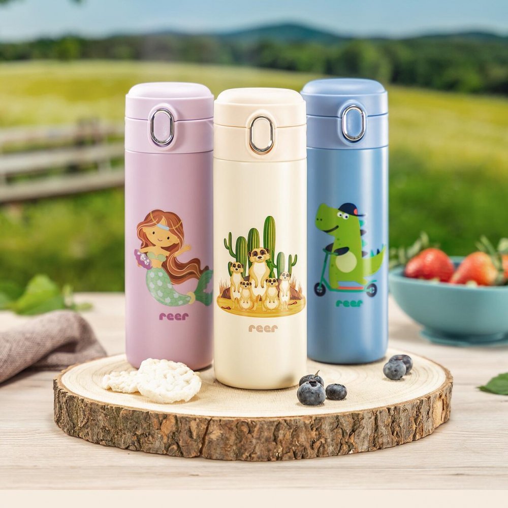 Sticla de baut cu pai Reer din otel inoxidabil 350ml albastru – imaginea 6