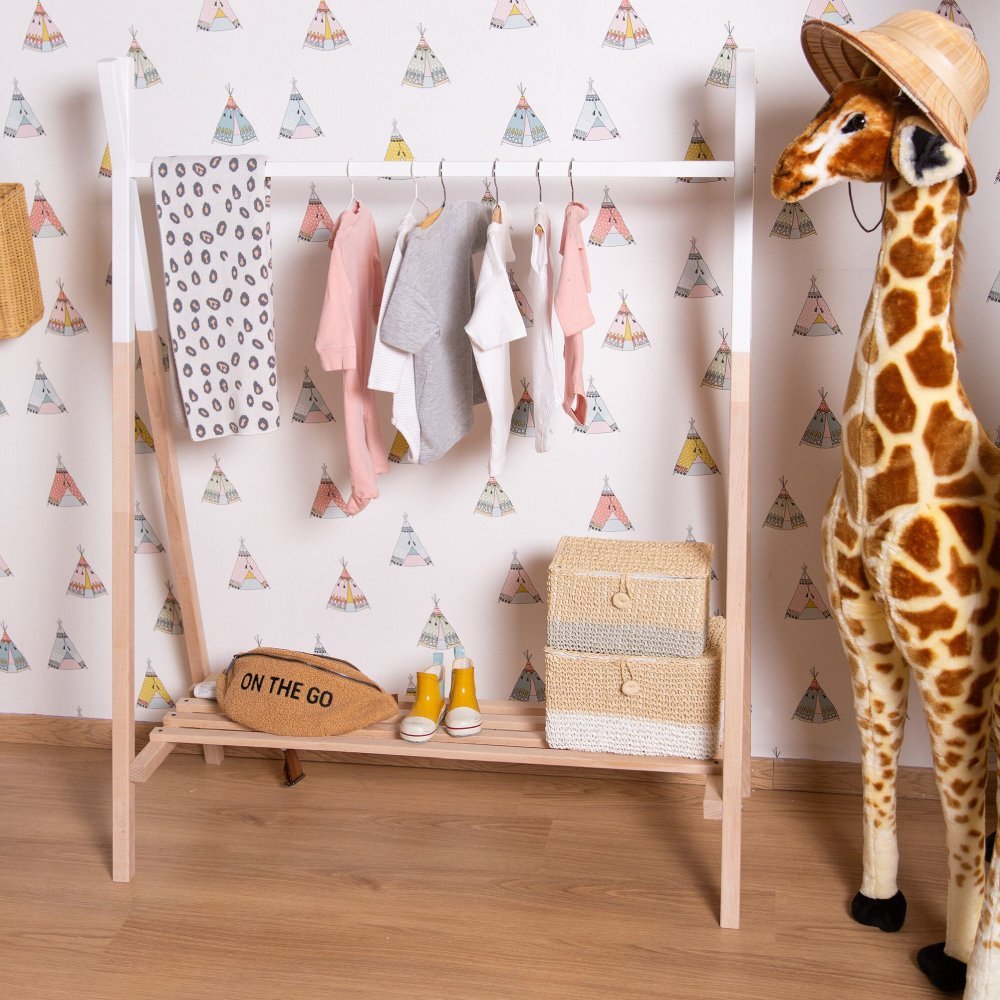 Suport haine Tipi Childhome 107x48x137 cm lemn natural alb – imaginea 3