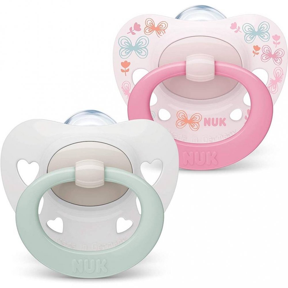 Set 2 suzete Nuk Signature Silicon M1 roz 0-6 luni – imaginea 2