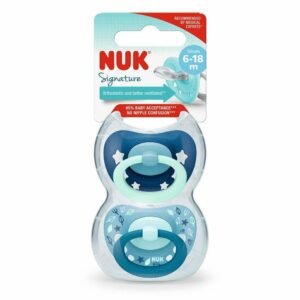 Set 2 suzete Nuk Signature Silicon M2 albastru 6-18 luni