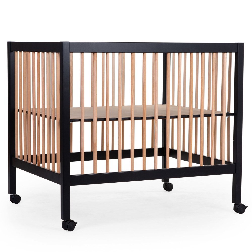Tarc Childhome 97 cu roti 75×95 cm mdf natural negru – imaginea 3