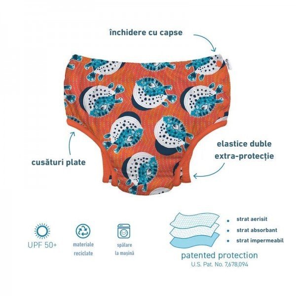 Slip copii eco SPF 50+ refolosibil cu capse Green Sprouts by iPlay Tea Turtle 4T – imaginea 3