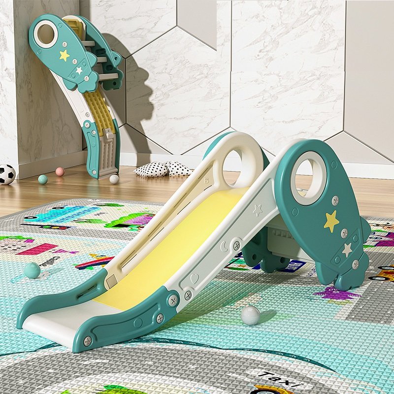 Tobogan pliabil Nichiduta Garden Rocket Star Verde pentru exterior sau interior, cu margini rotunjite, trepte late, manere – imaginea 2