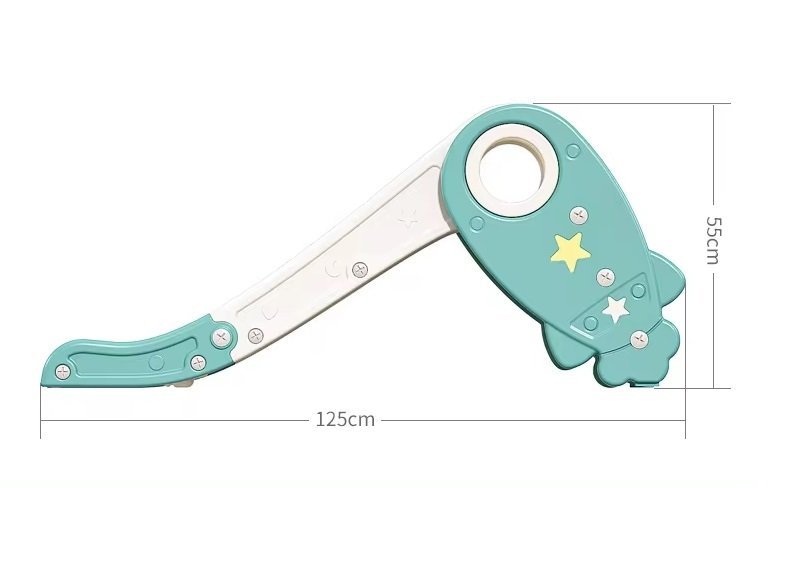Tobogan pliabil Nichiduta Garden Rocket Star Verde pentru exterior sau interior, cu margini rotunjite, trepte late, manere – imaginea 3