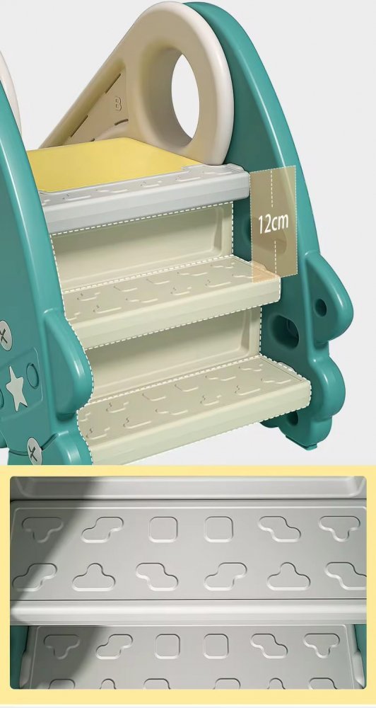 Tobogan pliabil Nichiduta Garden Rocket Star Verde pentru exterior sau interior, cu margini rotunjite, trepte late, manere – imaginea 6