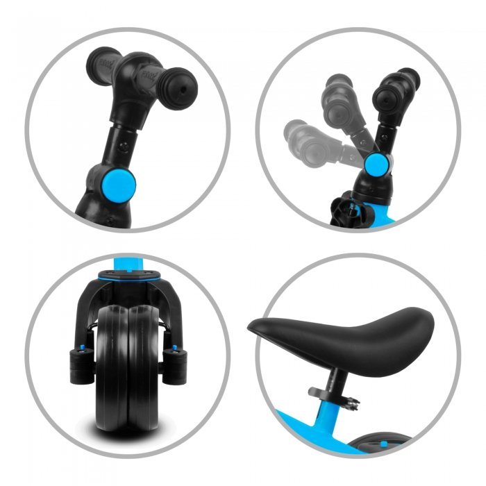Tricicleta pentru copii Kidwell Pico Blue, cu pedale 3 in 1 , scaun reglabil pe inaltime, reglarea in 3 trepte a distantei dintre ghidon si copil, potrivita pentru inaltimea unui copil 90 – 124 cm – imaginea 2