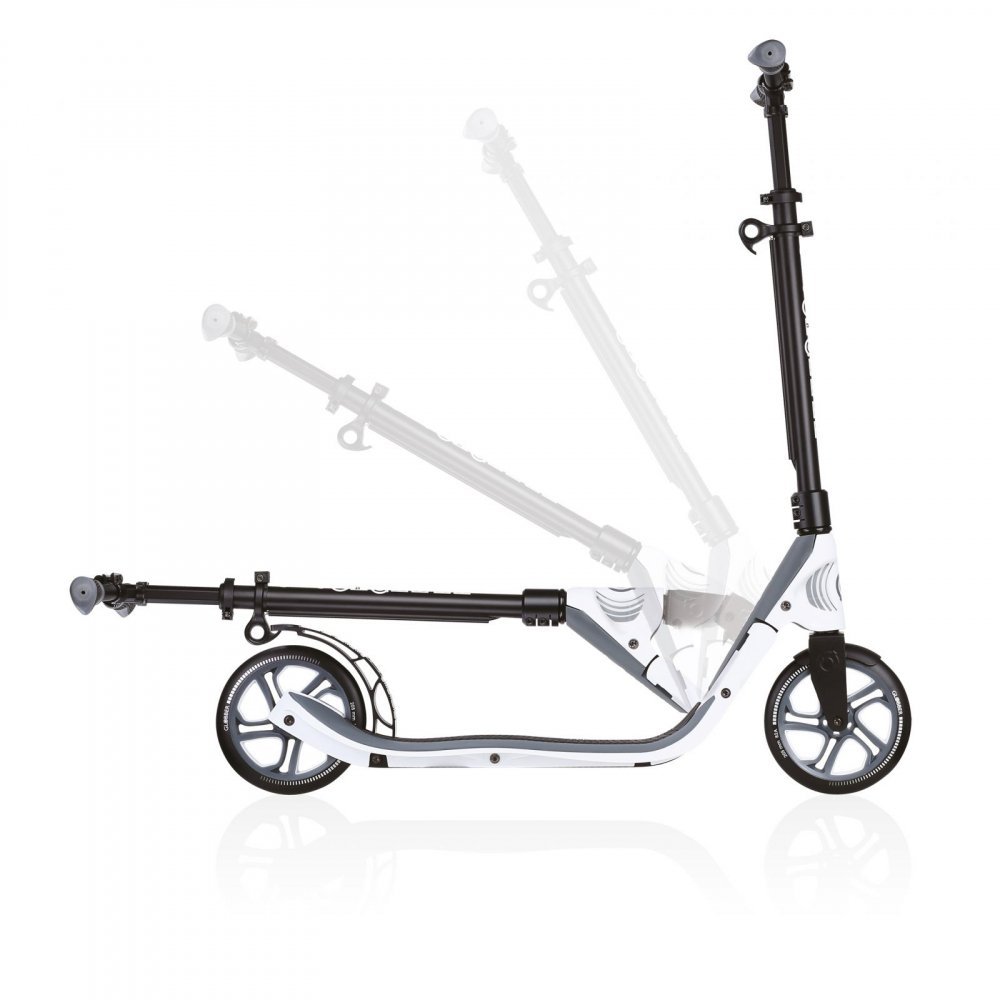 Trotineta Globber pliabila adult One NL 205 alb, cadru din aluminiu, ghidon reglabil, platforma antiderapanta, greutate admisa 100 kg – imaginea 6