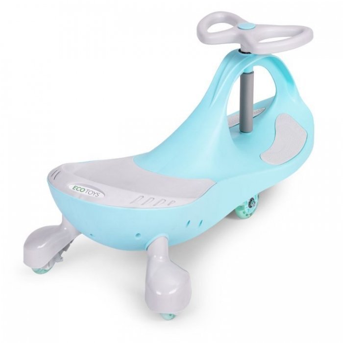 PlasmaCar gravitationala Ecotoys YM-SW-1 albastru, tip barca cu roti led din cauciuc moale, suporturi antiderapante pentru picioare, sarcina maxima 120 kg – imaginea 3