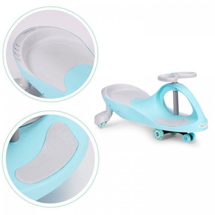 PlasmaCar gravitationala Ecotoys YM-SW-1 albastru, tip barca cu roti led din cauciuc moale, suporturi antiderapante pentru picioare, sarcina maxima 120 kg – imaginea 7