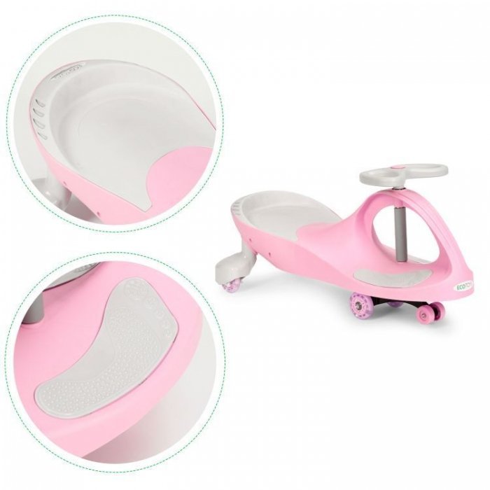 PlasmaCar gravitationala Ecotoys YM-SW-1 Pink, tip barca cu roti led din cauciuc moale, suporturi antiderapante pentru picioare, sarcina maxima 120 kg – imaginea 2