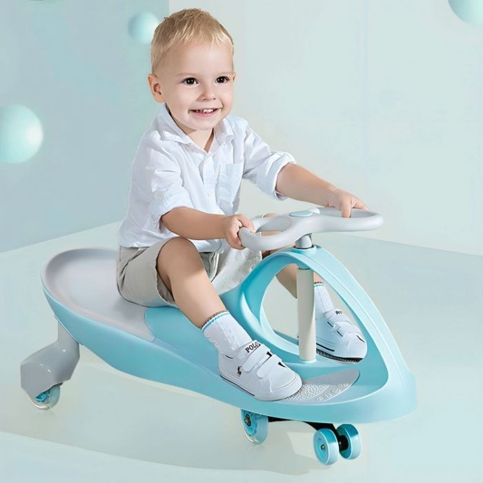 PlasmaCar gravitationala Ecotoys YM-SW-1 albastru, tip barca cu roti led din cauciuc moale, suporturi antiderapante pentru picioare, sarcina maxima 120 kg – imaginea 8