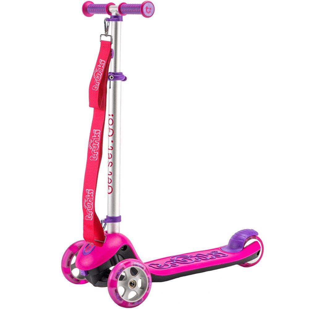 Trotineta pliabila Trunki roz L cu ghidon reglabil, curea si husa pentru transport, greutate admisa 75 kg – imaginea 5